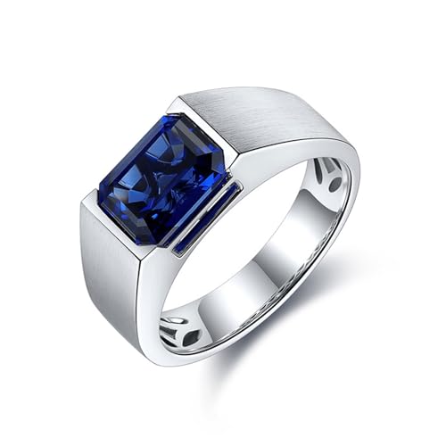 Sterlingsilber Ringe Männer Synthetischer Saphir 3.51 Ct Blau, Münner Ringe Solitär mit 3,51 Ct Synthetischem Saphir Größe 68 (21.6) von Skcess