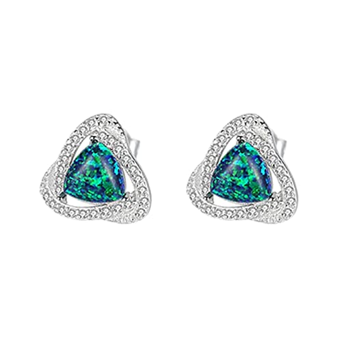 Süße Ohrringe Damen Grün, Ohrstecker Silber 925 Grüne Dreiecksform Erstellt Opal Ohrringe 10x10mm Mutter Tochter Geschenk von Skcess