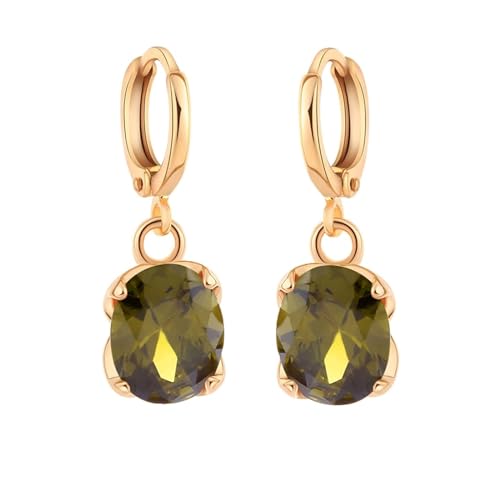 Tropfen Ohrringe Kupfer, Ohrringe Hängend Grün mit Ovalem Zirkonia Ohrringe Damen von Skcess