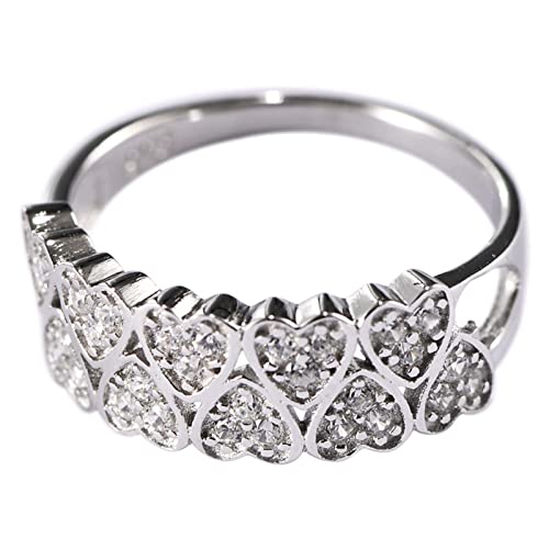 Verlobungsring Sterlingsilber, Verlobungsring Damen Silber Herz Zircon Ring Geschenke für Damen Frauen Freundin Größe 60 (19.1) von Skcess