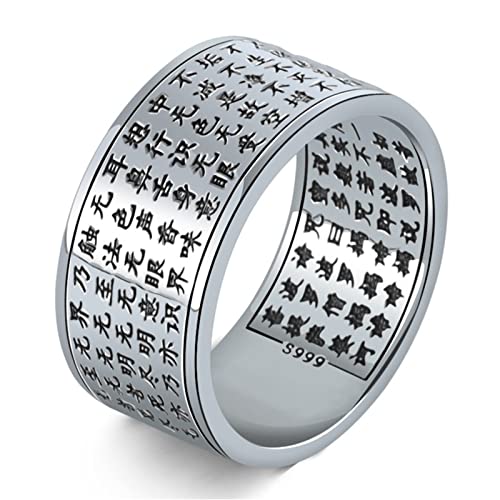 Verlobungsringe 999 Sterlingsilber, Ring Herren Silber Herz-Sutra Ringe für Herren Männer Größe 63 (20.1) von Skcess