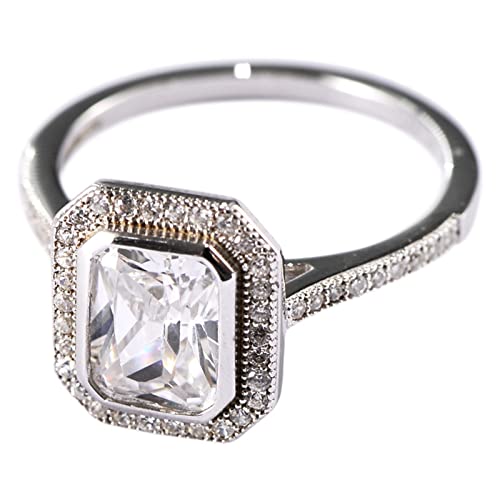 Verlobungsringe Sterlingsilber, Rings Silber Quadrat Zircon Ring Geschenke für Damen Frauen Freundin Größe 53 (16.9) von Skcess