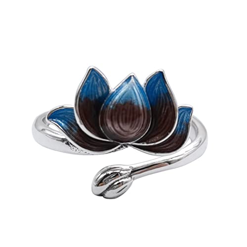 Vorsteckring Silber, Rings Silber Blau Blume Geschenke für Damen Frauen Freundin Adjustable von Skcess