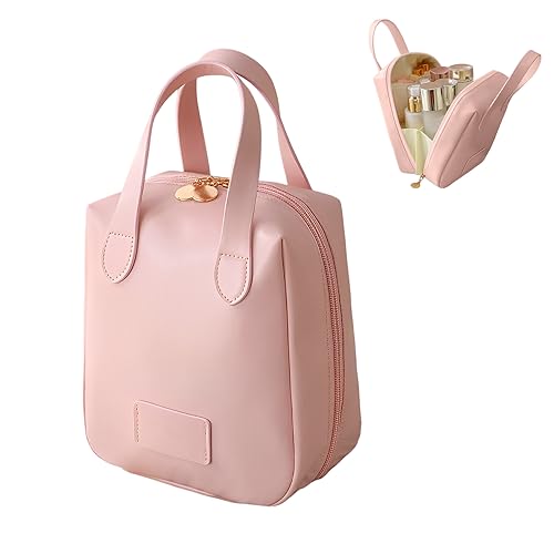 Kosmetiktasche für Frauen Make Up Organizer Reise Make Up Tasche mit Griff Schminktasche Tragbare Kosmetiktasche Kulturtaschen Tasche Organizer Kosmetikbeutel für Kosmetik Reisen, Berufung (Rosa) von Skeadex