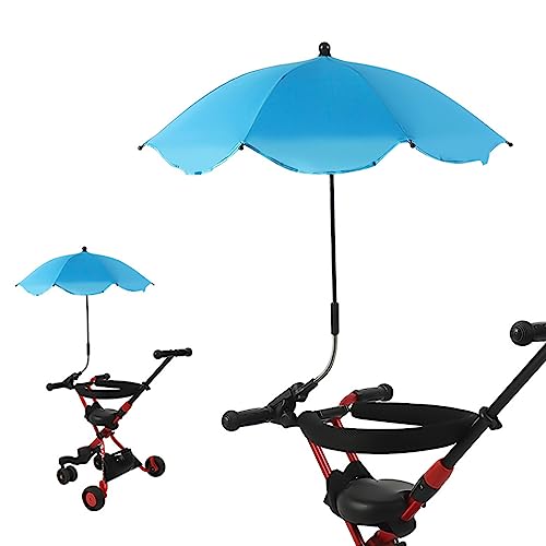 Skeadex Sonnenschirm Sonnenschutz für Kinderwagen, Kinderwagen-Sonnenschirm mit Universalclip Durchmesser 78 cm, 360°Verstellbar, UV Schutz 50+, für Rund- und Ovalrohre (Blau) von Skeadex