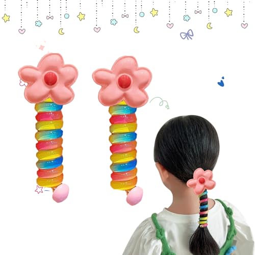 Telefondraht Haarbänder Für Kinder Haargummis Mädchen Spiral Haargummis Haarbänder Aus Geflochtenem Telefondraht Colorful Telephone Wire Hair Bands für Mädchenn und Damen (D) von Skeadex