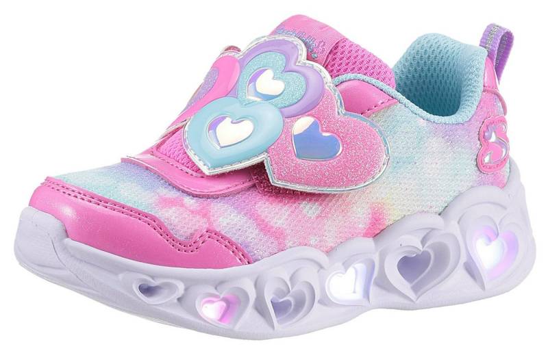 Skechers Blinkschuh HEART LIGHTS - LOVIN REFLECTION Lauflernschuh, Blink,-Klettschuh mit Herz-Applikation, Größenschablone zum Download von Skechers Kids