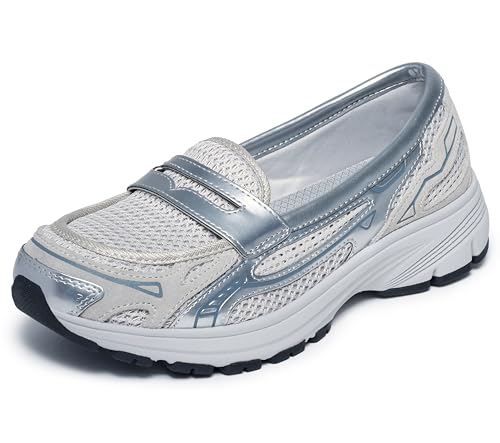 Skechers Modern Comfort Women's Damen VAR-City Collegeschuh (Loafer), Silber, 35 EU von Skechers Modern Comfort Women's
