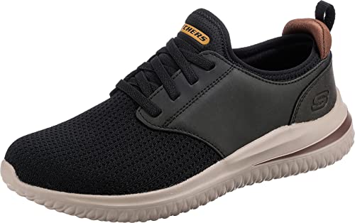 Skechers Herren Delson 3.0 Mooney Runde Zehenpartie, Bungee-Schnür-Slipper, Black Knitted Mesh, 44 EU von Skechers