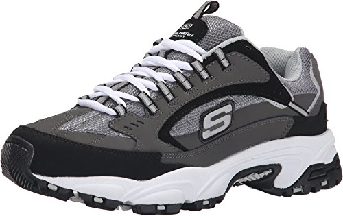 Skechers Herren Stamina Cutback Sneakers, Charcoal Black Leather Charcoal Mesh, 44 EU von Skechers