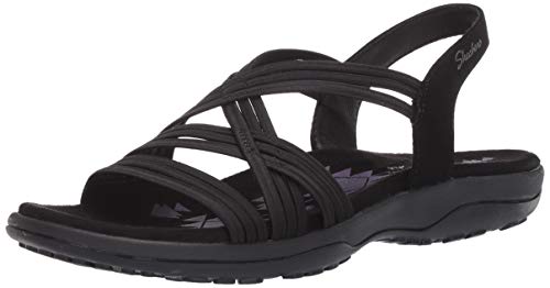 Skechers Reggae Slim - Simply Stretch - Strappy Gore Open Toe Sling Back Sandal Black von Skechers