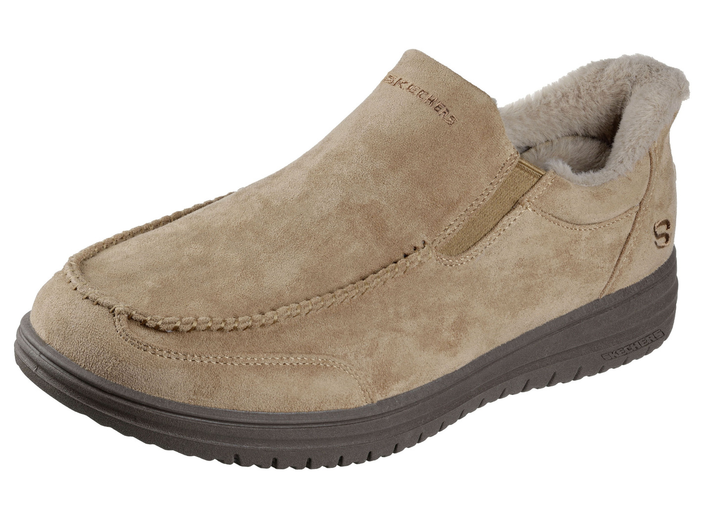 SKECHERS, bequeme Herren-Slipper, mit geformter Slip-Ins Fersenplatte, Camel, Größe 46 von Skechers