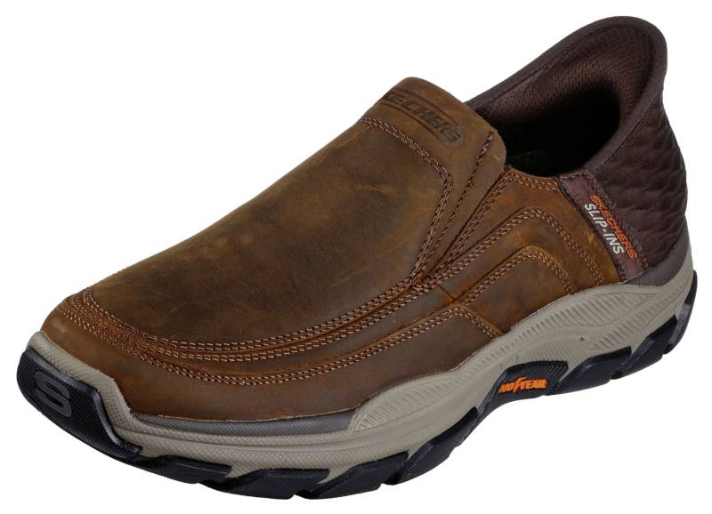 SKECHERS, bequeme Herren-Slipper, mit geformter Slip-Ins Fersenplatte, Dunkelbraun, Größe 42 von Skechers