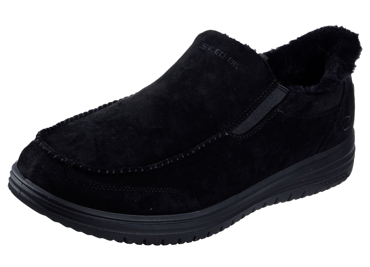 SKECHERS, bequeme Herren-Slipper, mit geformter Slip-Ins Fersenplatte, Schwarz, Größe 45 von Skechers