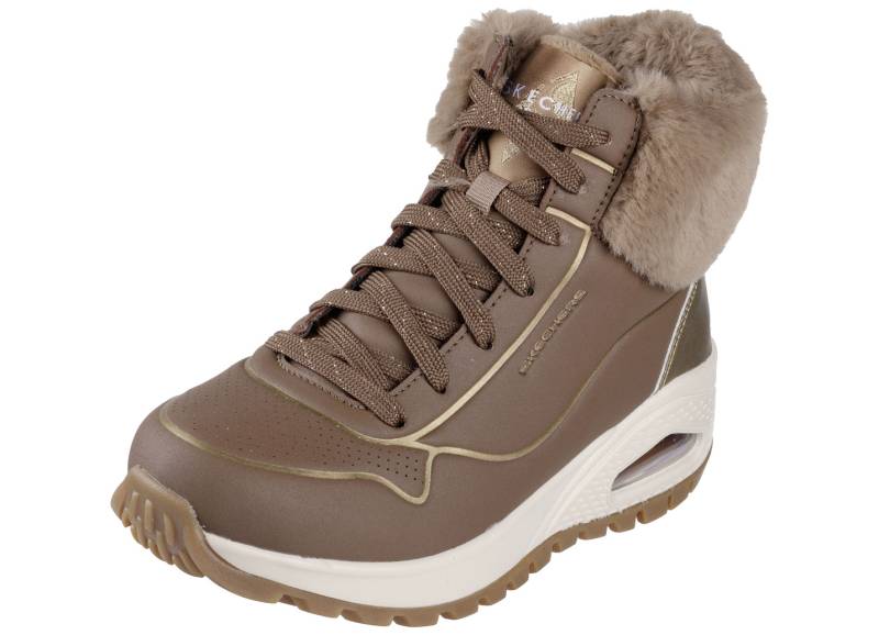 SKECHERS, gefütterte Damen-Boots, Winterschuhe, mit flauschigem Plüschkragen, Braun, Größe 37 von Skechers