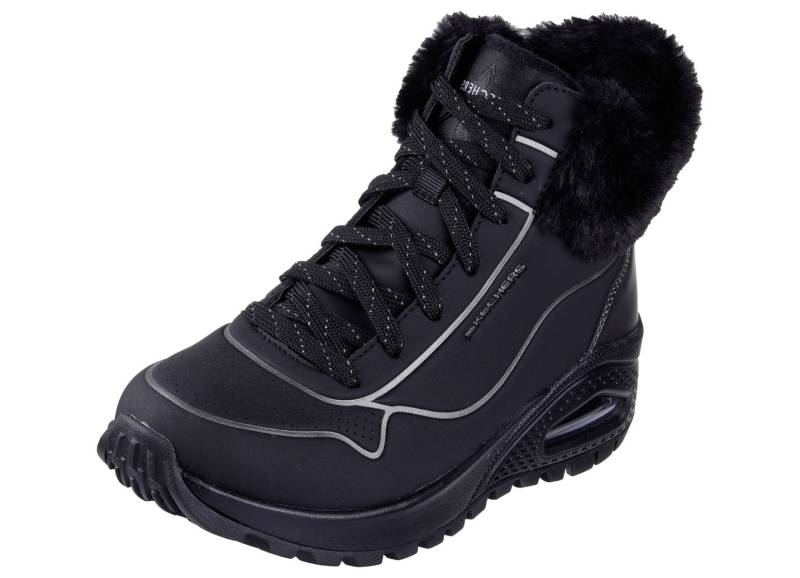 SKECHERS, gefütterte Damen-Boots, Winterschuhe, mit flauschigem Plüschkragen, Schwarz, Größe 38 von Skechers