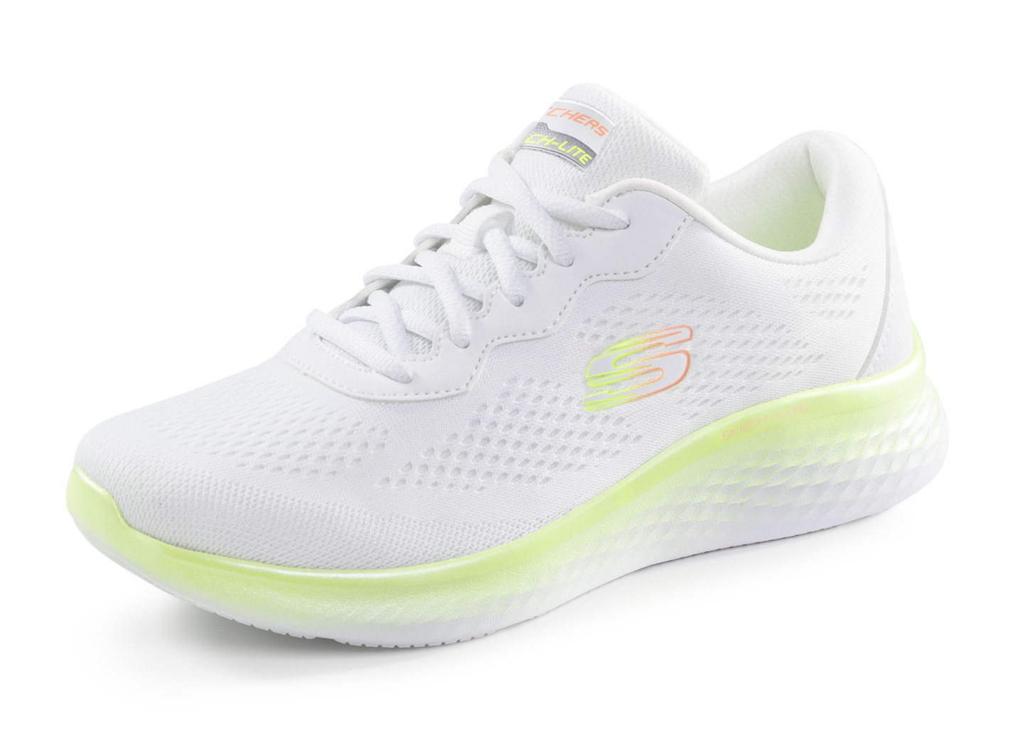SKECHERS, sportliche Damen-Sneaker, aus Meshmaterial, Weiss-Limette, Größe 41 von Skechers