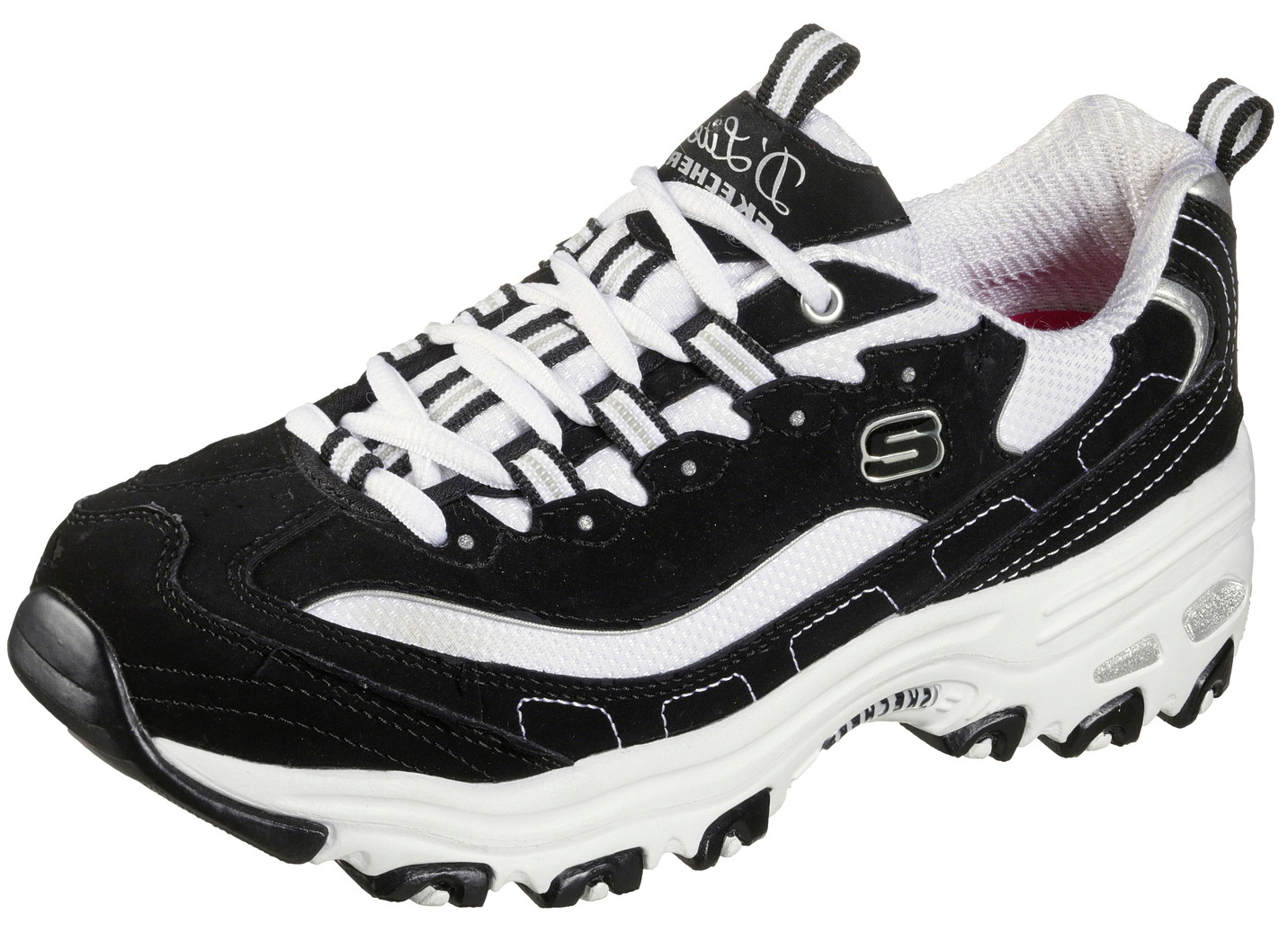 SKECHERS, sportliche Damen-Sneaker, mit herausnehmbarem Fußbett, Schwarz-Weiss, Größe 39 von Skechers