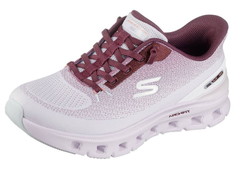 SKECHERS, trendige Damen-Sneaker, mit geformter Slip-Ins Fersenplatte, Weiss-Bordeaux, Größe 37 von Skechers