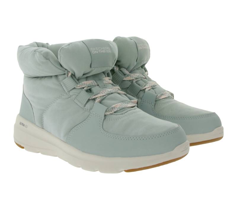 SKECHERS Damen Glacial Ultra Trend Up Ankle-Boots mit Ultra Go-Dämpfung Winter-Schuhe mit Air Cooled-Goga Mat 144194 Türkis/Blau von Skechers