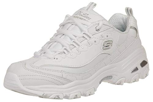 Skechers Damen D'lites Fresh Start Sneaker, White Leather Mesh Silver Trim L, 36 EU von Skechers