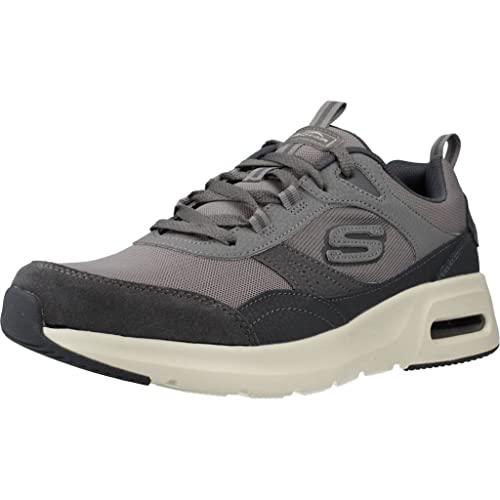 Skechers Herren Skech-AIR Court Homegrown Sneaker, Grey Suede/Mesh/Duraleather/Trim, 43 EU von Skechers
