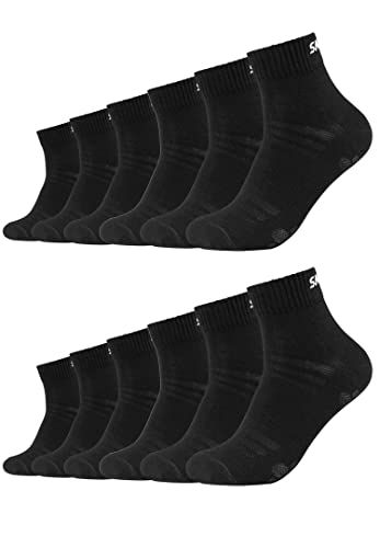 Skechers 12 Paar Unisex Quarter Socken SK42017, Farbe:Black, Socken & Strümpfe:35-38 von Skechers