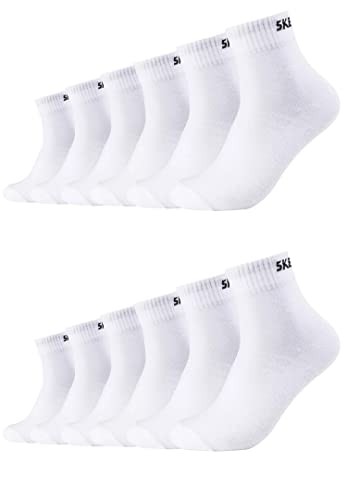 Skechers 12 Paar Unisex Quarter Socken SK42017, Farbe:White, Socken & Strümpfe:47-49 von Skechers