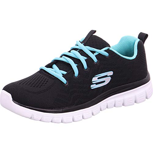 Skechers Damen Graceful Get Connected Sneaker, Schwarz/Türkis, 40 EU von Skechers