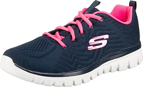 Skechers Damen Graceful Get Connected Sneaker,Navy Mesh Hot Pink Trim, 36 EU von Skechers