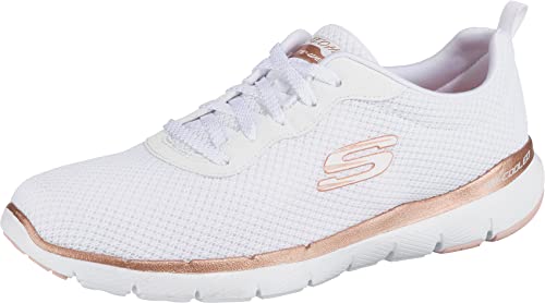 Skechers Damen Flex Appeal 3.0 First Insight Sneaker, White Mesh Rose Gold Trim, 38 EU von Skechers