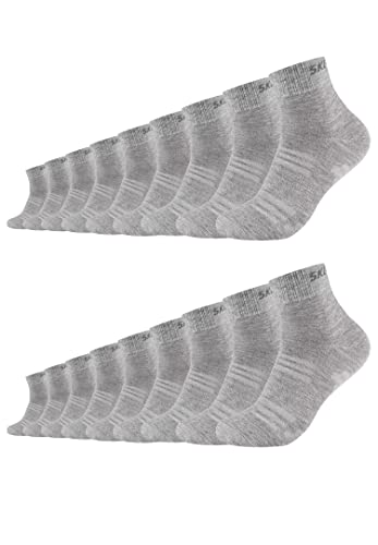 Skechers 18 Paar Unisex Quarter Socken SK42017, Farbe:Light Grey Melange 3390, Socken & Strümpfe:47-49 von Skechers