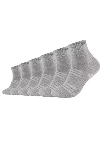 Skechers 6 Paar Unisex Quarter Socken SK42017, Farbe:Light Grey Melange 3390, Socken & Strümpfe:35-38 von Skechers