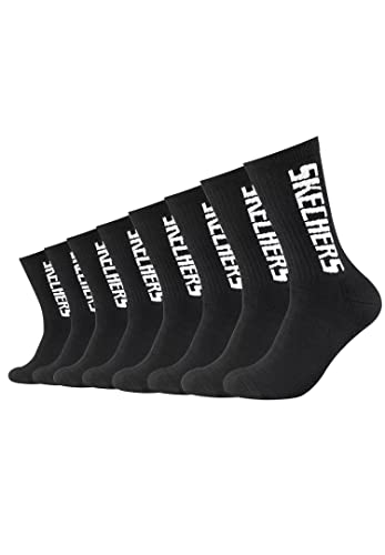 Skechers 8 Paar Unisex Sportsocken Tennissocken cushioned line Socken SK41042, Farbe:Black, Socken & Strümpfe:43-46 von Skechers