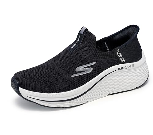 Skechers Damen Max Cushioning Elite 2.0 Eternal Hands Free Slip-in-Sneaker Running, Sports Shoes, Black Textile/White Trim, 41 EU von Skechers