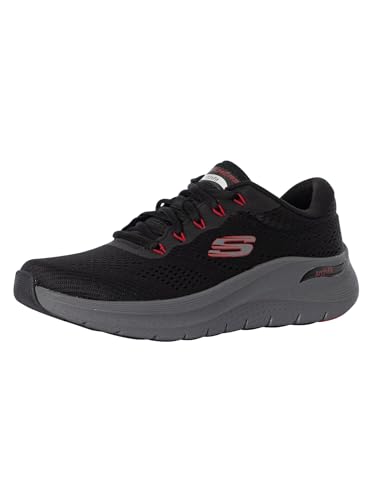Skechers Herren Sneakers, Black Mesh/Synthetic/Red Trim, 43 EU von Skechers