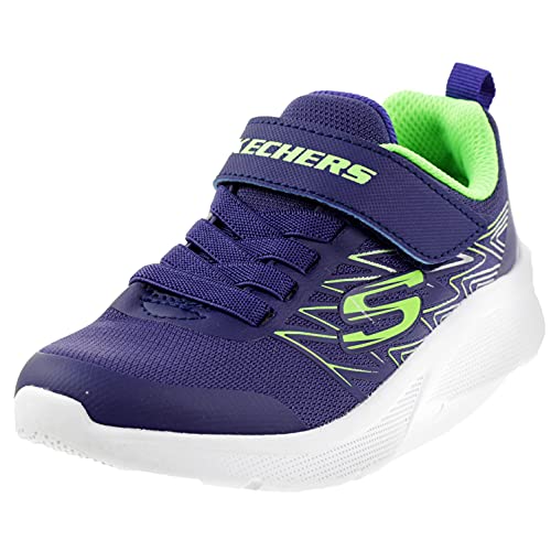 Skechers Jungen Microspec Texlor Sneaker, Navy Textile Lime Silver Trim, 29 EU von Skechers