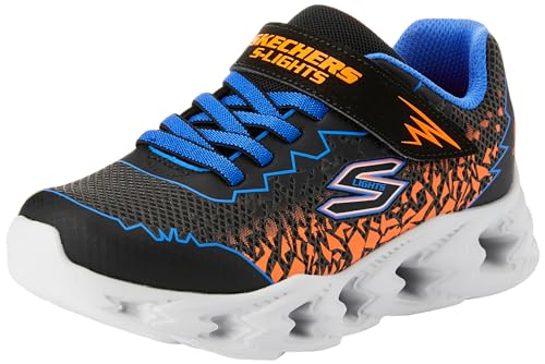 Skechers Boys Sneaker, Black Synthetic/Blue & Orange Trim, 43 EU von Skechers