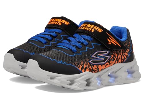 Skechers Boys Sneaker, Black Synthetic/Blue & Orange Trim, 43 EU von Skechers