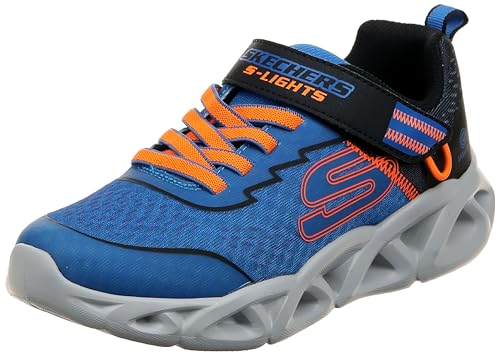 Skechers Boys Sneaker, Blue Textile/Synthetic/Black & Lime Trim, 34.5 EU von Skechers