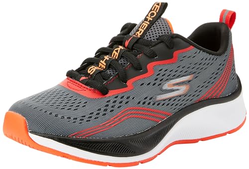 Skechers Boys Sneaker, Charcoal Textile/Red & Orange Trim, 37 EU von Skechers