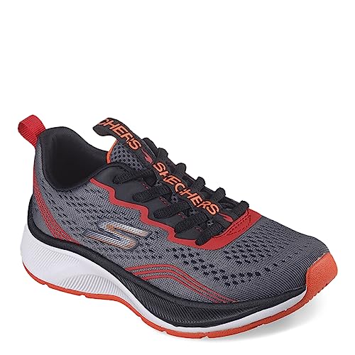 Skechers Boys Sneaker, Charcoal Textile/Red & Orange Trim, 43 EU von Skechers