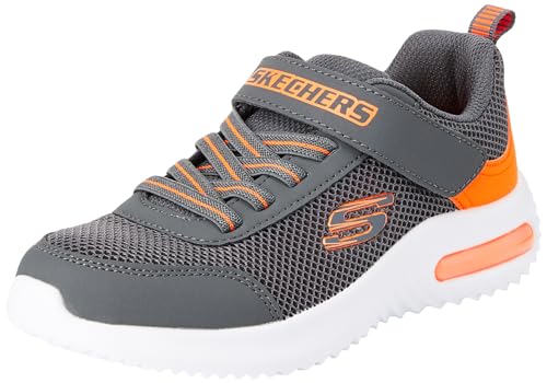 Skechers Boys Sneaker, Charcoal & Orange Synthetic/Textile/Trim, 27.5 EU von Skechers