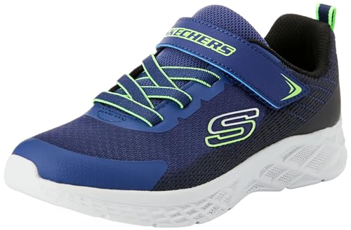 Skechers Boys Sneaker, Navy Textile/Synthetic/Black & Lime Trim, 43 EU von Skechers