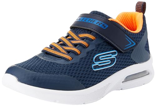 Skechers Boys Sneaker, Navy Textile/Synthetic/Orange & Blue Trim, 35 EU von Skechers