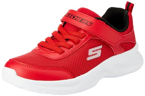 Skechers Boys Sneaker, Red Textile/Synthetic/Black & Silver Trim, 36 EU von Skechers