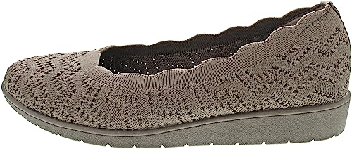 Skechers Cleo Flex Wedge Damen Ballerina in Beige, Größe 38.5 von Skechers