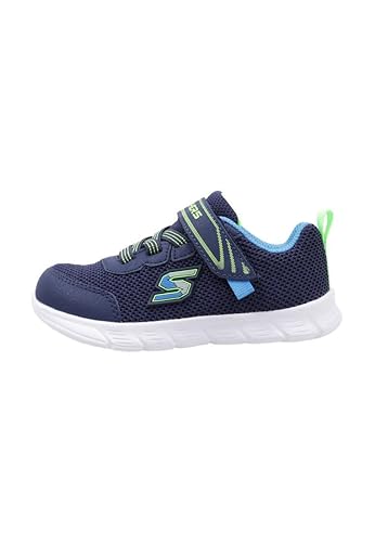 Skechers Comfy Flex MINI Trainer Sneaker, Navy Textile & Synthetic/Blue & Lime Trim, 26 EU von Skechers