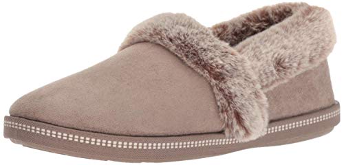 Skechers Cozy Campfire - Team Toasty Flache Hausschuhe Damen, Beige (Dark Taupe Microfiber Suede/Faux Fur Line Dktp), 35 EU von Skechers