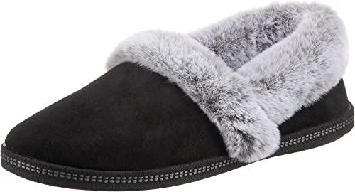 Skechers Cozy Campfire - Team Toasty Flache Hausschuhe Damen, Schwarz (Black Microfiber Suede/Faux Fur Line Blk), 41 EU von Skechers